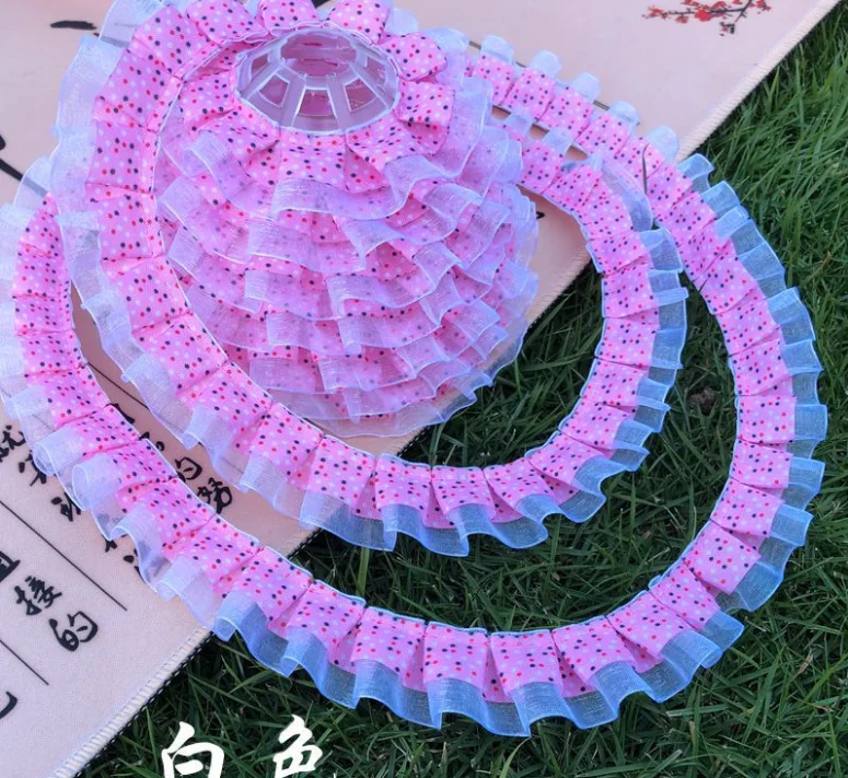 18 ярдов 2 5 см плиссированная шифоновая вышитая кружевная лента отделка краев для