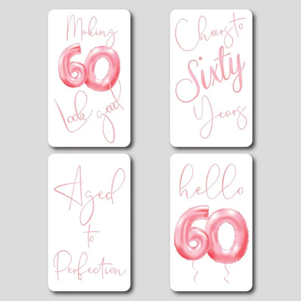 4 шт. винные этикетки на день рождения розовые воздушные шары праздник 60-го дня