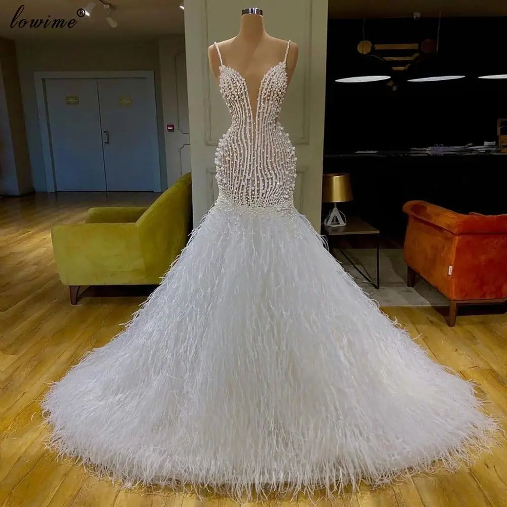 Two Pieces Pearls Prom Dresses Mermaid Spaghetti Cocktail Dress Party Long Women Evening Gowns Special Vestido De Festa Custom
