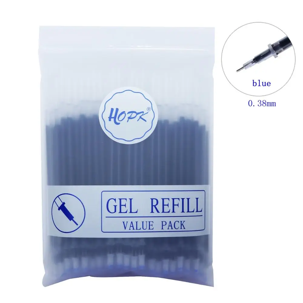 

Tangni 100Pcs/Lot Office Gel Pen Refill Set 0.5mm/0.38mm Blue Black Red ink Rod Bullet/Needle Tip Pen Refill School