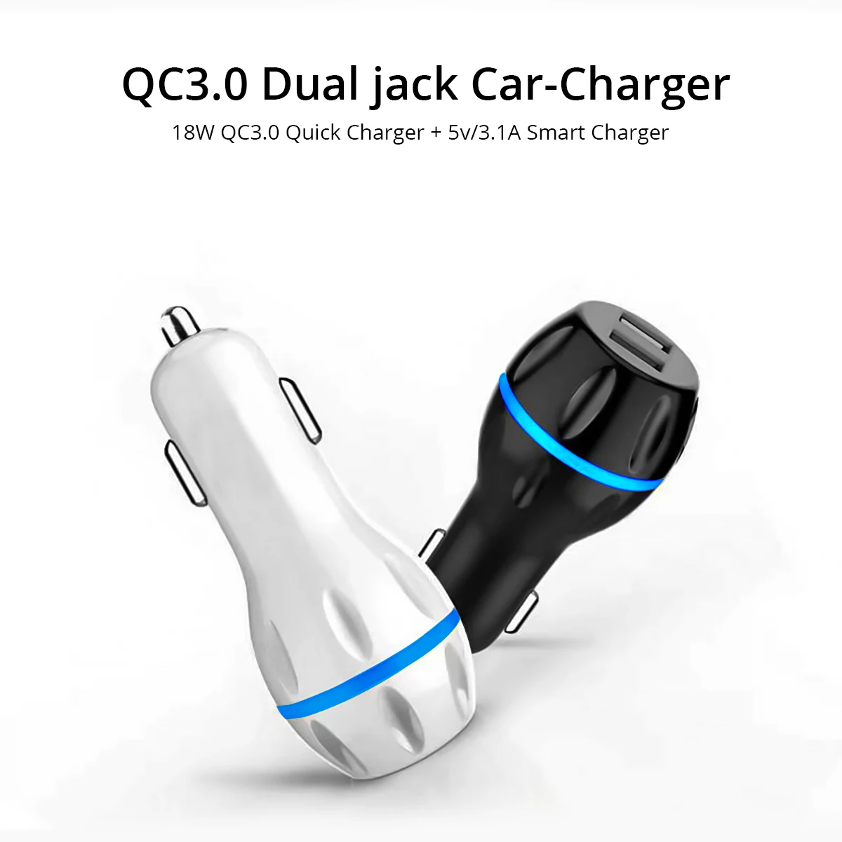 Ankndo устройство для автомобиля с двумя портами USB Зарядное устройство QC3.0 QC2.0 Быстрая зарядка 2-Порты и разъёмы телефона автомобиля-Зарядное устройство Автомобильный адаптер USB 5V3. 1A Универсальный автомобильный адаптер для зарядного устройства