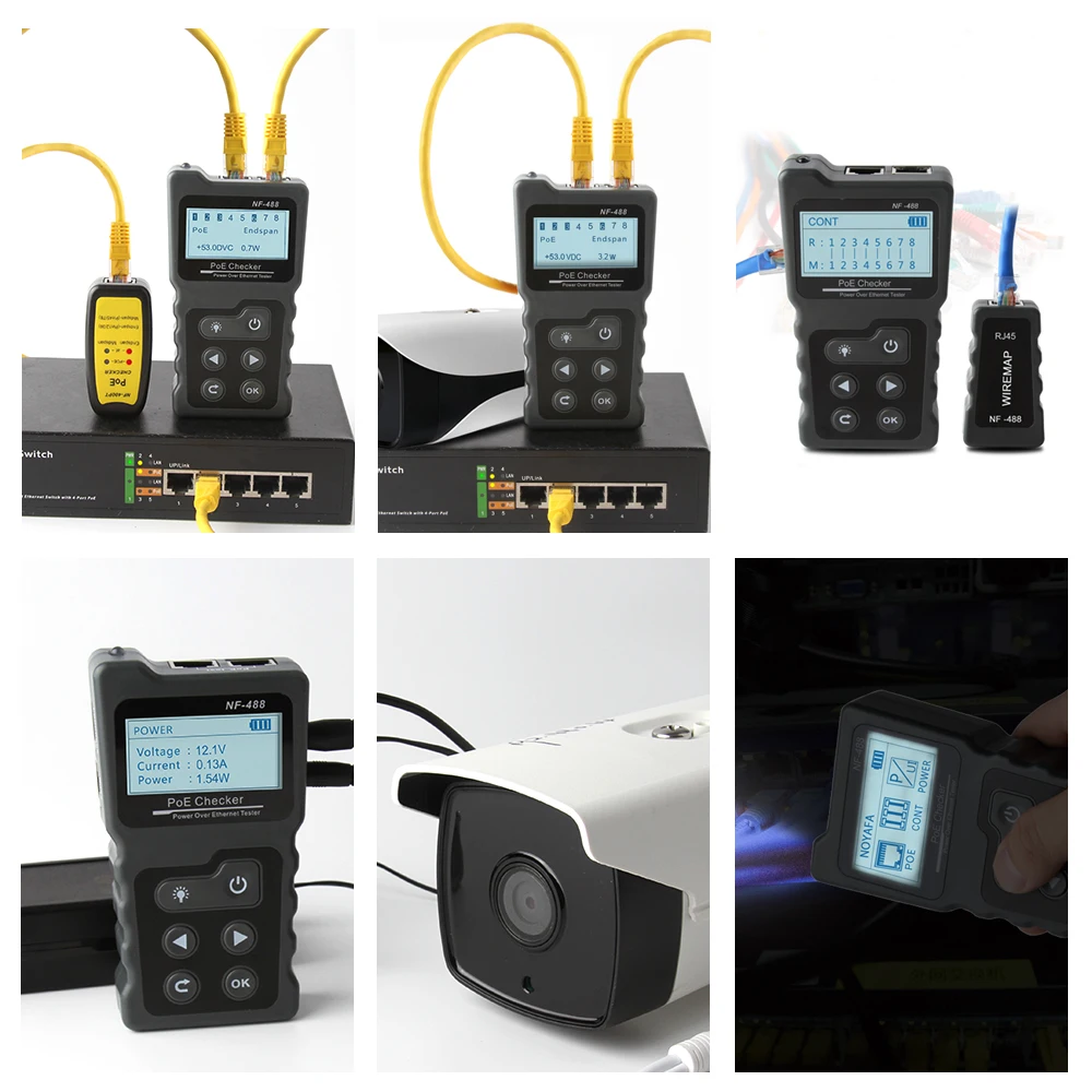 Newest NOYAFA NF-488 rj45 lan tester cat5 cat6 Cable network tracker ethernet/wiring PoE checker LCD Display Network Tool | Компьютеры и