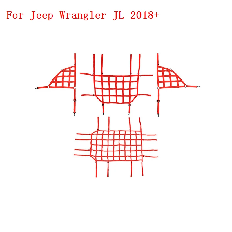 SHINEKA для Jeep Wrangler JK JL 2007- Автомобильный багажник Багажник на крыше грузовая корзина Trail Net для Wrangler JK JL аксессуары - Цвет: red 4 pcs JL