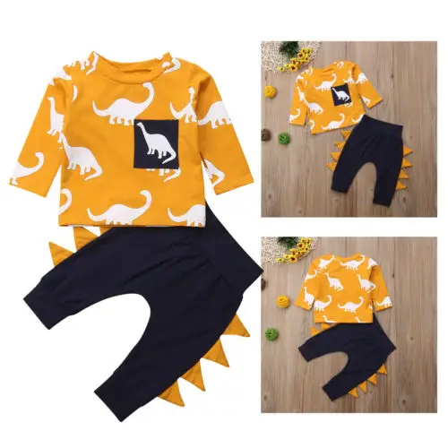 

Pudcoco Autumn 2Pcs Kids Toddler Baby Boys Girls Clothes Set Long Sleeve Dinosaur Shirt Tops Pants Boy Girl Clothing Outfits