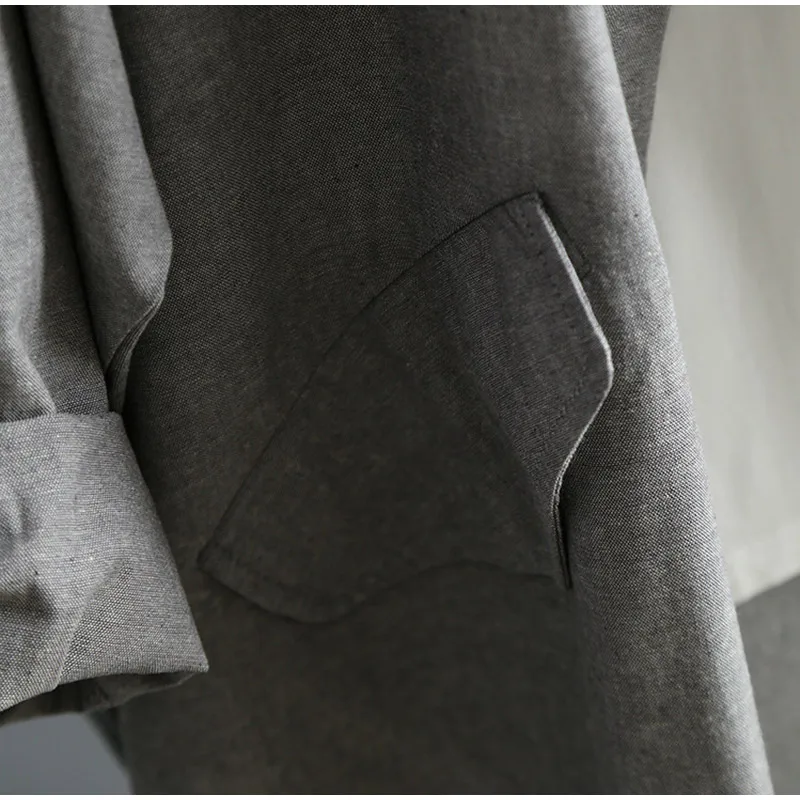 

Cotton Linen Vintage Women Trench Coats Long Sleeve Tunic Stand Collar Zipper Ladies Coat 2021 Spring Loose Casual Elegant Tops