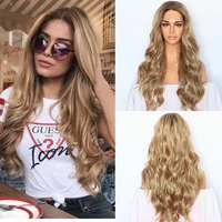 long natural wave ombre blonde synthetic lace front wigs for women girls high temperature daily party drag queen top selling