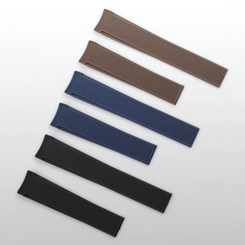 Ремешок для часов резиновый черный синий коричневый 22 мм | Наручные часы