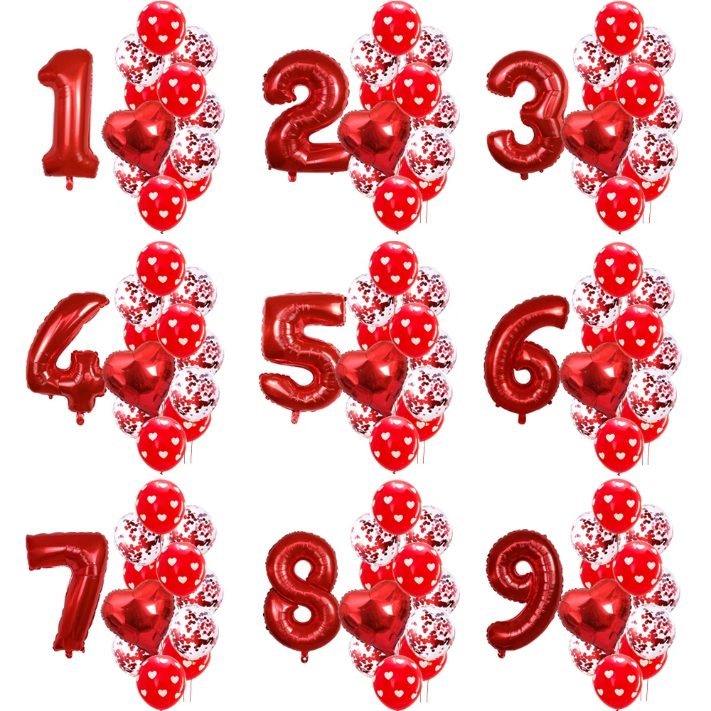 Воздушные шары из фольги с красными цифрами 32 дюйма | Дом и сад