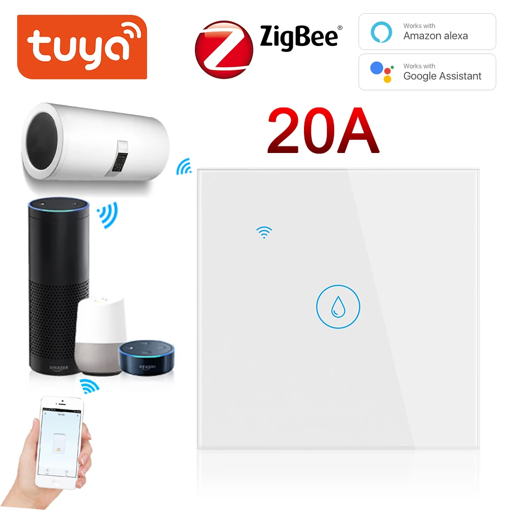 

Tuya Wifi/Zigbee Smart Boiler Smart Switch Water Heater Switches Voice Remote Control Touch Panel Timer work alexa google home