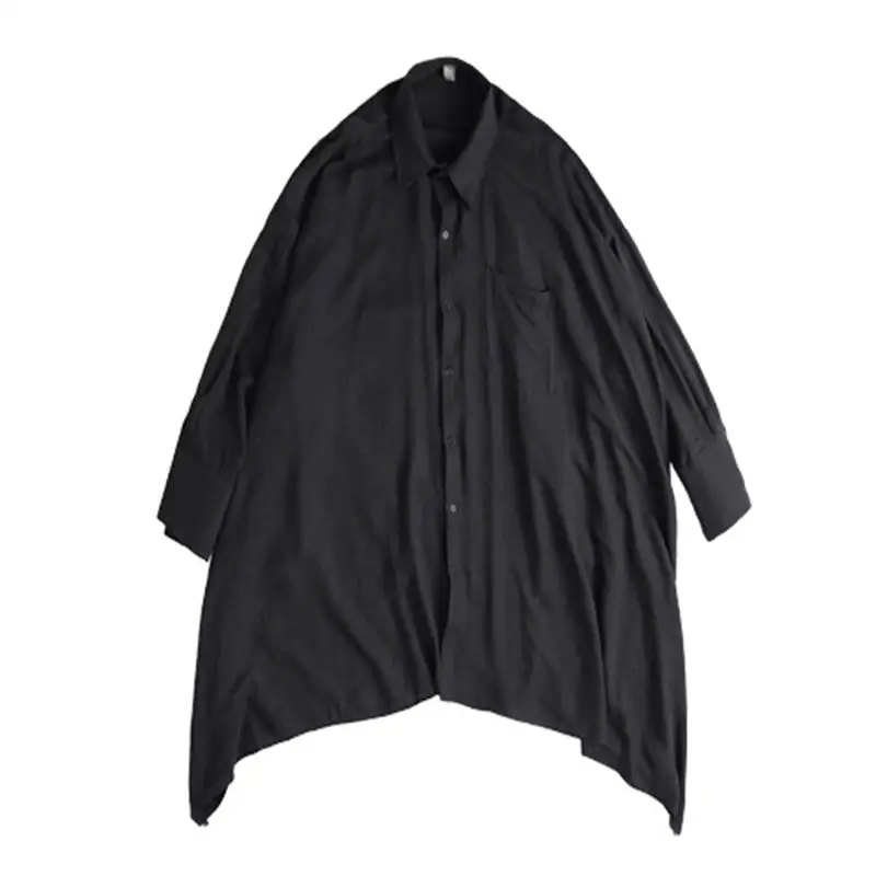 Men's Long Sleeve Shirt Spring And Autumn New Korean Japanese Personality Asymmetric Fashion Loose Large Shirt