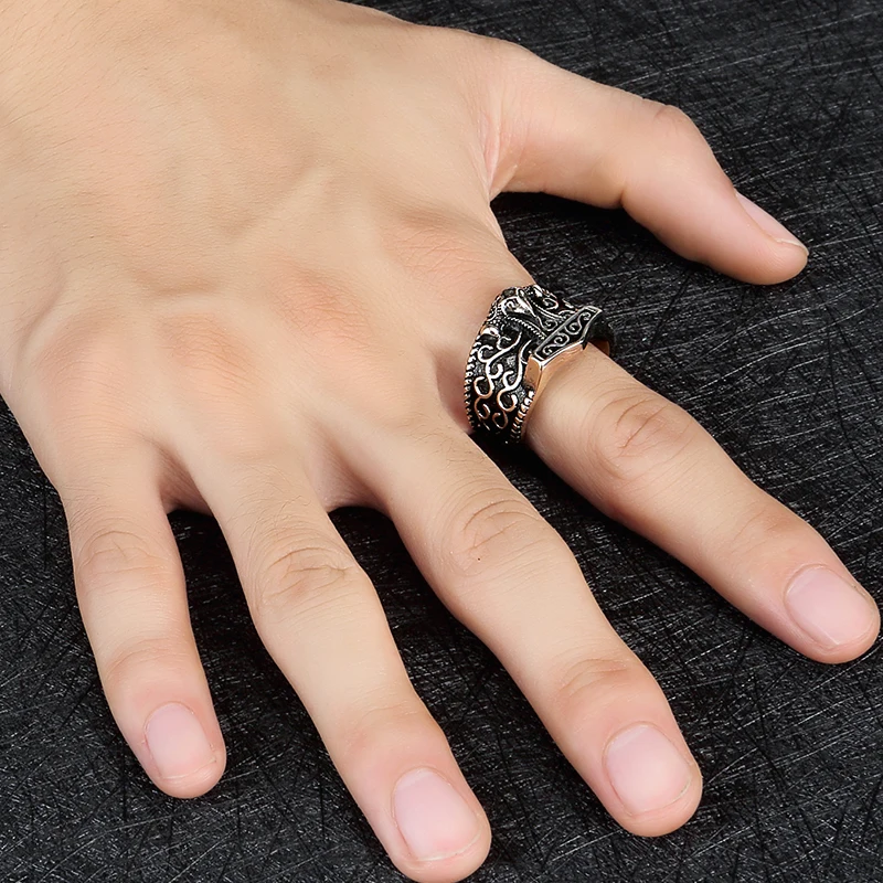 Классическое Винтажное кольцо из нержавеющей стали в скандинавском стиле