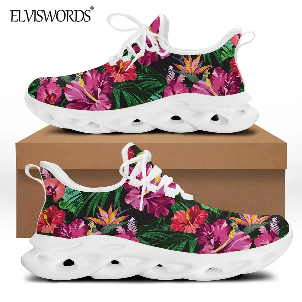 

Женские повседневные спортивные кроссовки ELVISWORDS Hawaii, с тропическим цветочным принтом, на шнуровке, дышащие кроссовки с гибким контролем, ...