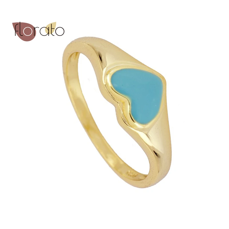 

24k Gold Plated/Silver Minimalist Style Blue Heart Ring Fashion Women Zircon Ring Engagement Proposal Wedding Ring Birthday Gift