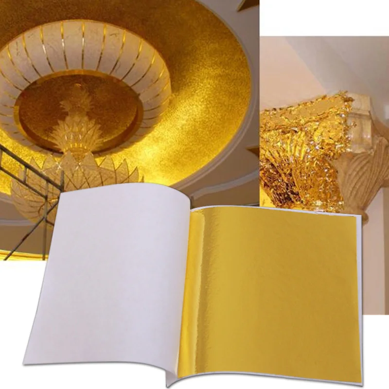 

100Pcs 8/14cm Gold Foil Paper Decor Art Craft Gilding Imitation Gold Sliver Copper Foil Paper For Household Decorative Paper
