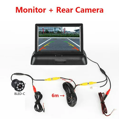 8led-c Camera 4,3 дюймов складной Автомонитор ЖК-камеры обратная парковочная камера для заднего вида Dvr Dash Cam зеркало - Название цвета: 8led-c Camera
