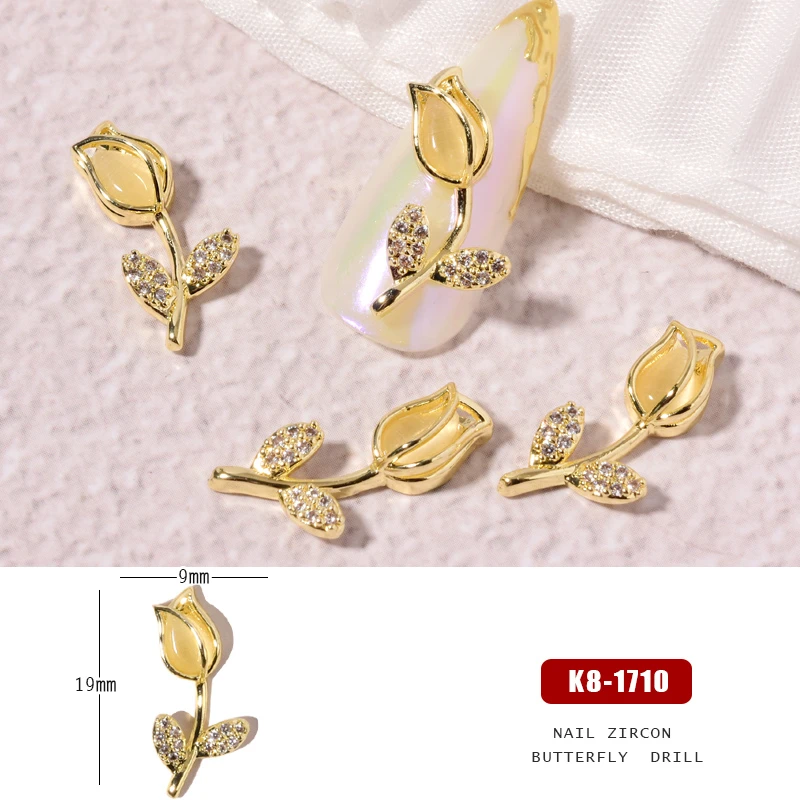 2 шт. блестящие Роскошные циркониевые розы Дизайн 3D дизайн ногтей украшения