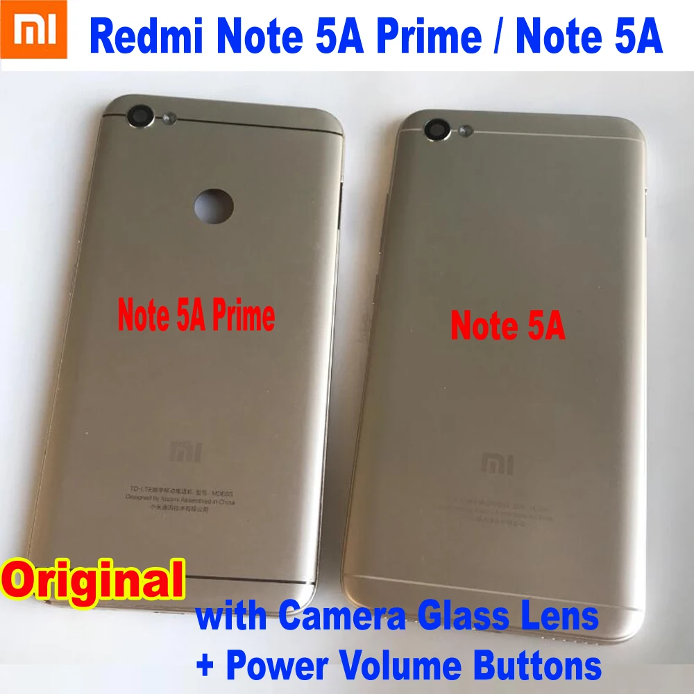 

Original Battery Housing Door Rear Case Lid For Xiaomi Redmi Note 5A Prime Note5A Back Cover + Power Volume Buttons Camera Lens