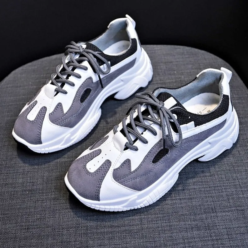 Женские кроссовки со шнуровкой Повседневная дышащая простая обувь на толстой