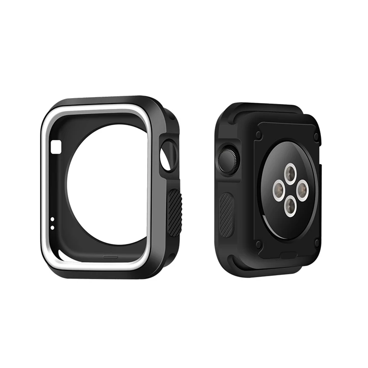 black white Мягкий чехол для Apple Watch 4/5 корпус 44 мм 40 мм iwatch серии 5 4 3 2 1 42 мм/38 мм защитный силиконовый защитный чехол - Цвет: black white