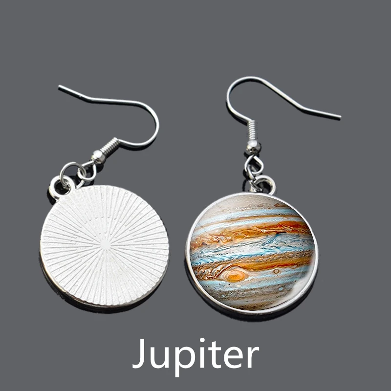 Женские Висячие серьги с крючком Moon Sun Earth Mars Jupiter Planet стеклянные ручной работы