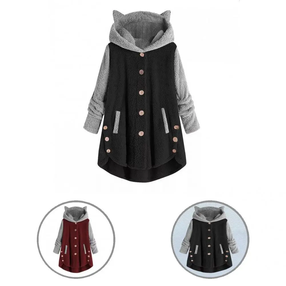 

Double Sided Velvet Trendy Oversized Loose Sweater Stylish Women Jacket Patchwork Pattern for Daily Wearing