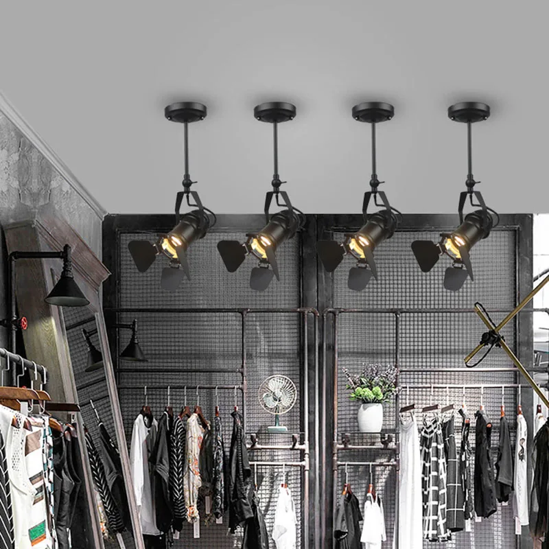 

American Vintage Clothing Shop Ceiling Lamp Light E27 Spot Holder Industrial Ceiling Spot Light For Bar Loft Restaurant