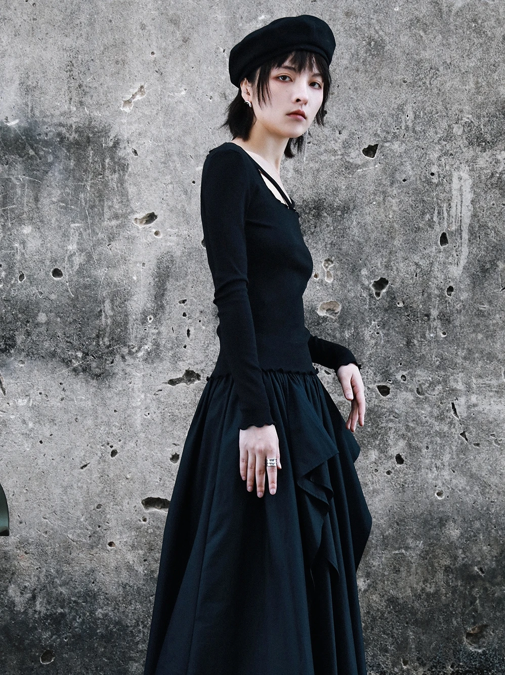 

IEQJ Women T-shirt New Square Neck Long Sleeve Edible Tree Fungus Design Fashion Tide Short Sheath Top Summer 2021 8P853