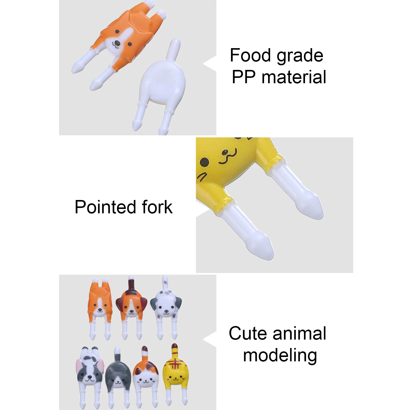 

7 Pcs Multifunctional Practical Convenient Stylish Fruit Fork Animal Children Cake Dessert Pick Bento Lunches Party Decor