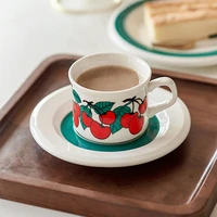 180ml coffee mug retro creative plant printed pattern ceramics exquisite afternoon tea cup set with saucer tableware drinkware
