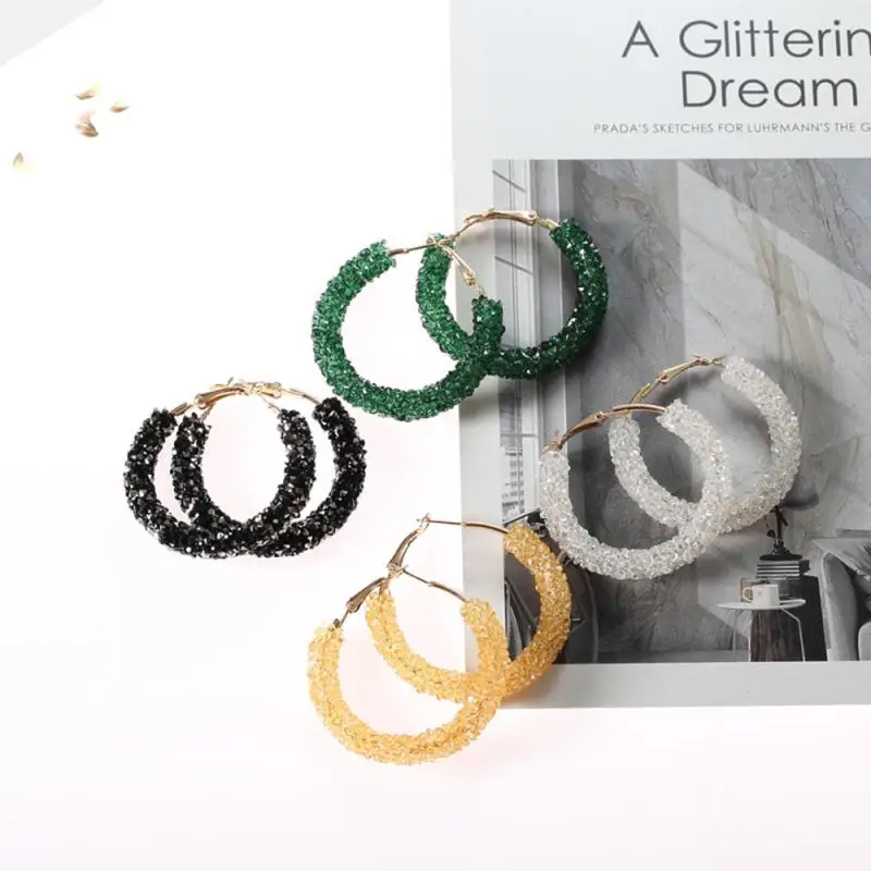 Серьги очаровательные большие Преувеличенные геометрические круглые блестящие