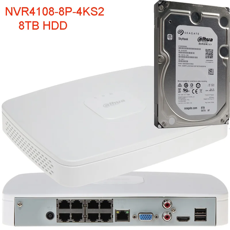 Мультиязычный телефон Dahua NVR4108-8P-4kS2 8CH NVR 8MP Smart 8PoE 4K & H.265 Lite сетевой