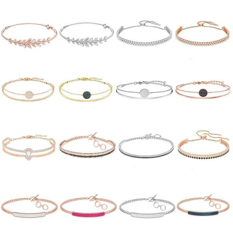 

10 High Quality Swa Original Mix Series Double Row of Brick Double-layer Ring Deciduous Pear-shaped Water Color Crystal Bracelet