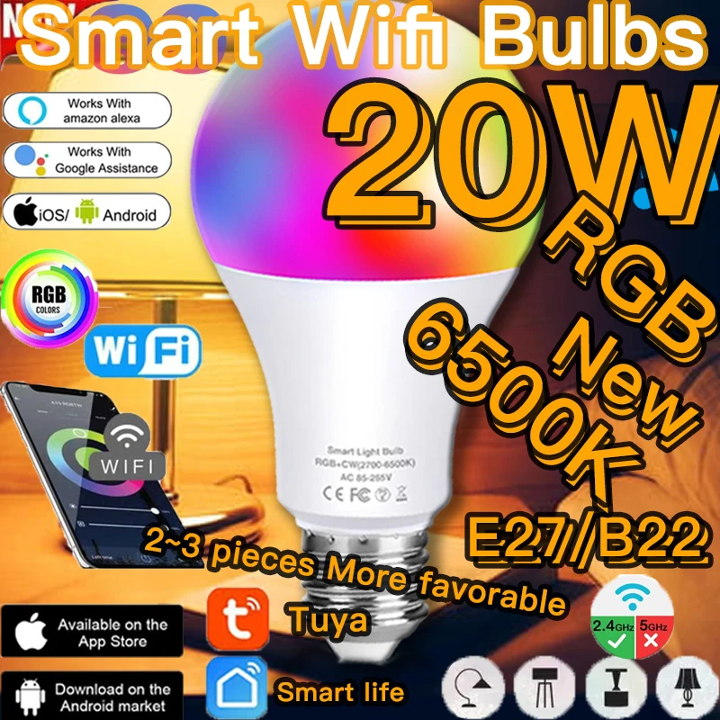 Мульти Цветной лампа E27 B22 RGB ампулы Светодиодный точечный светильник 20 Вт