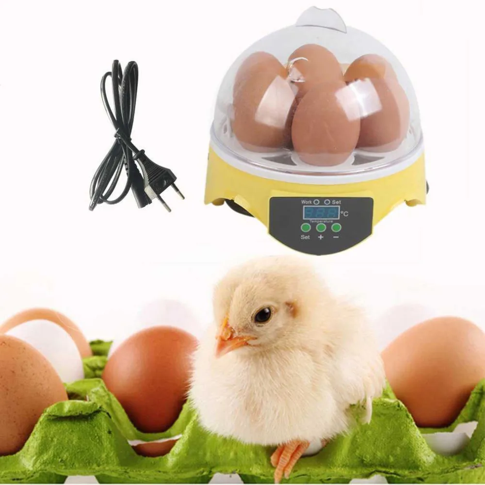 

7 Eggs Digital Incubator Automatic Poultry Ducks Chicken Eggs Hatcher Machine 110V 30W EU Plug With Temperature Control System