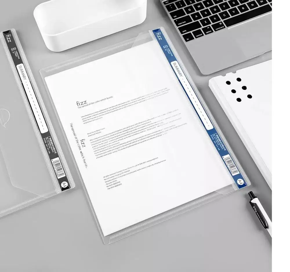 6pcs/set Original Fizz Buckle type Transparent File Holder Document storage bag 6 Colors | Канцтовары для офиса и дома