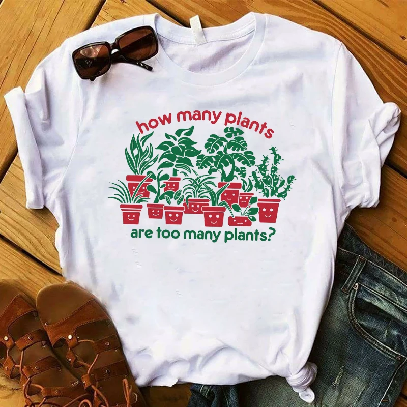 

Womens Graphic How Many Plants Lady Garden Top Flower Cute Sweet Plants Women T Tee Shirt Ladies Tshirt Female Clothes T-shirt