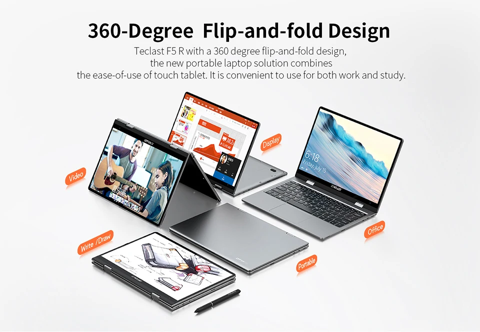 Ноутбук Teclast F5R 11,6 дюймов ОС Windows 10 Intel APOLLO LAKE N3450 четырехъядерный процессор 1,1 ГГц 8 Гб ОЗУ 256 ГБ SSD сенсорный экран HDMI