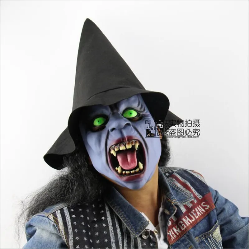 Ведьма набор маска со шляпой парик ведьма страшные маски на Хеллоуин старые