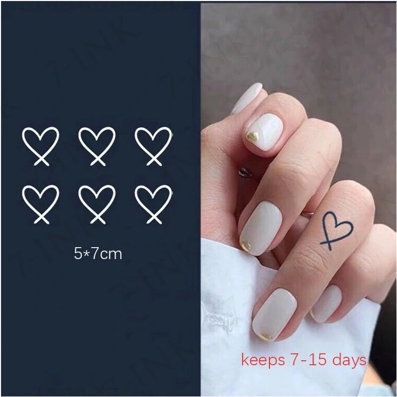 

Juice Tatto Sticker Ins Couples Heart Finger Body Art Ink Blue Waterproof Temporary Fake Tattoo for Men Women