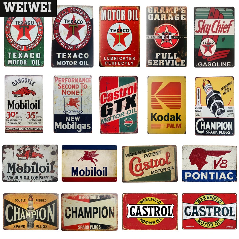 

Gas Oil Metal Tin Signs Art Poster Garage Vintage Wall Stickers Plaque Plate Club Retro Painting Wall Metal Plaque WEIWEI