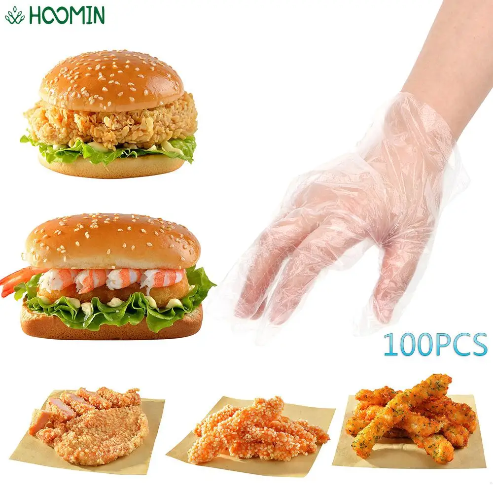 

200/100 шт., одноразовые пластиковые перчатки для пищевых продуктов