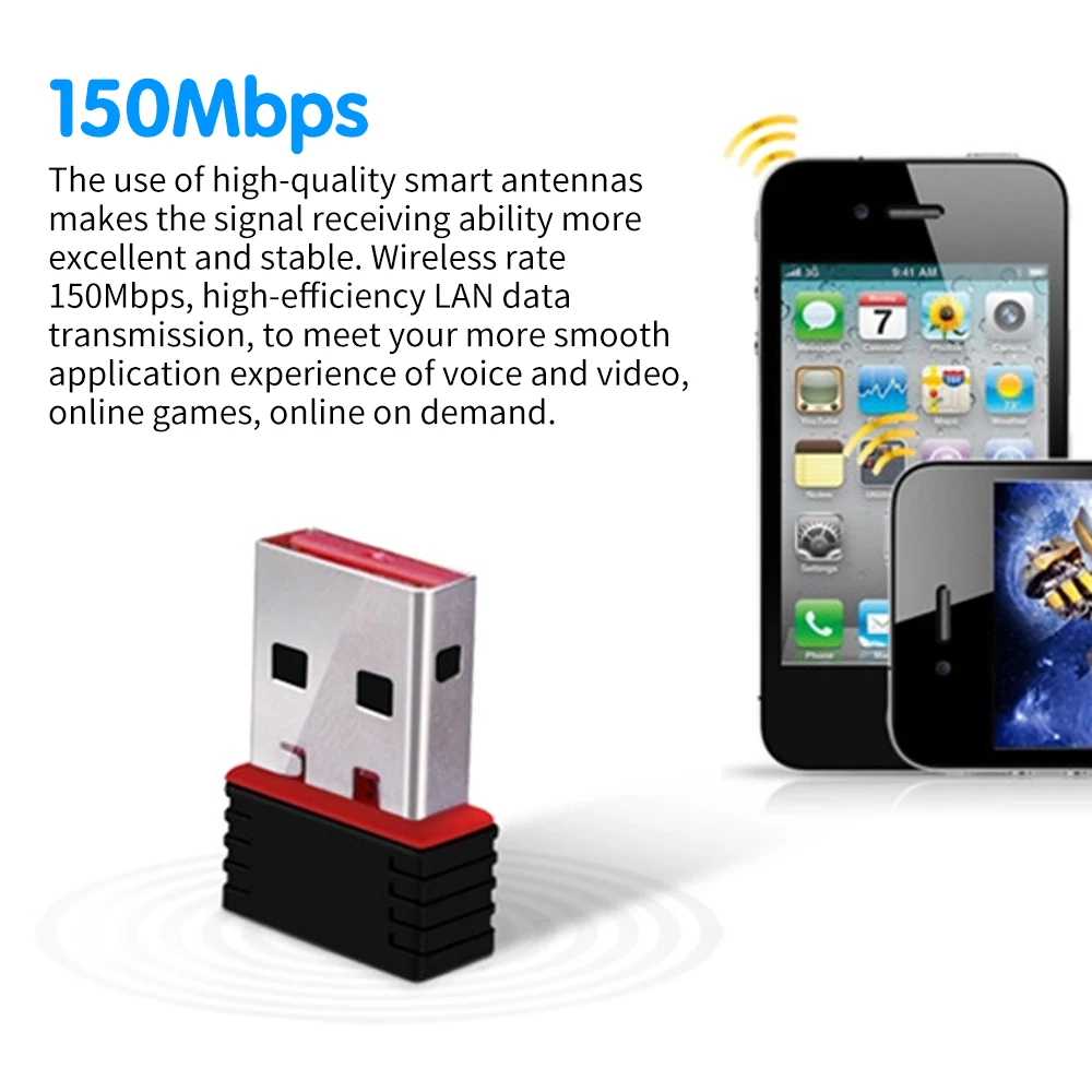 USB wi-fi адаптер для ПК 150 Мбит/с беспроводной модуль компьютера ноутбуков сетевая