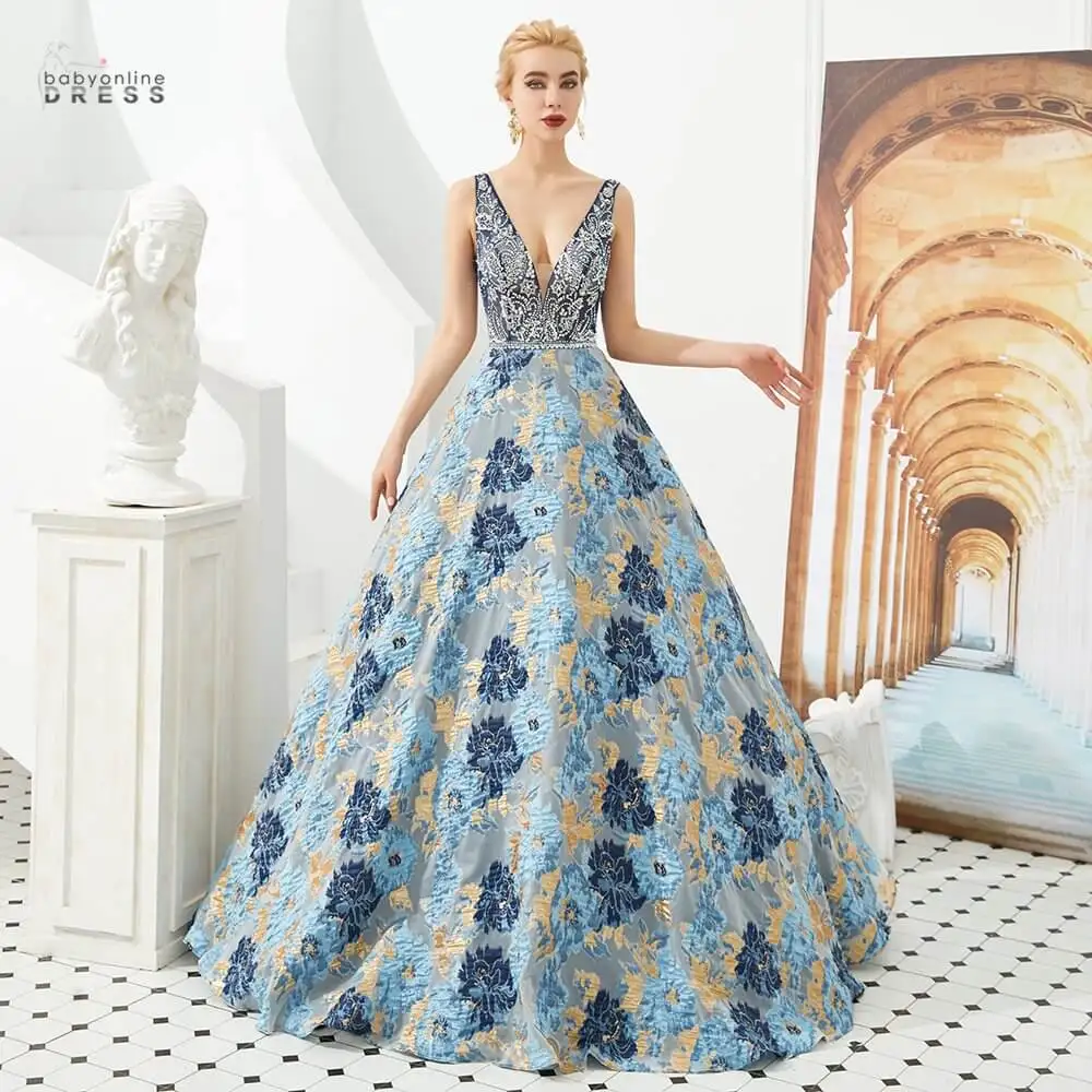 Элегантное синее кружевное длинное вечернее платье с открытой спиной и глубоким