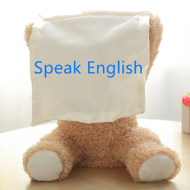 Speak English 30 см Peek a Boo Медведь играть в прятки прекрасный мультфильм Мягкие Дети День рождения Рождественский подарок милый Электрический музыкальный медведь плюшевые игрушки - Цвет: Speak English