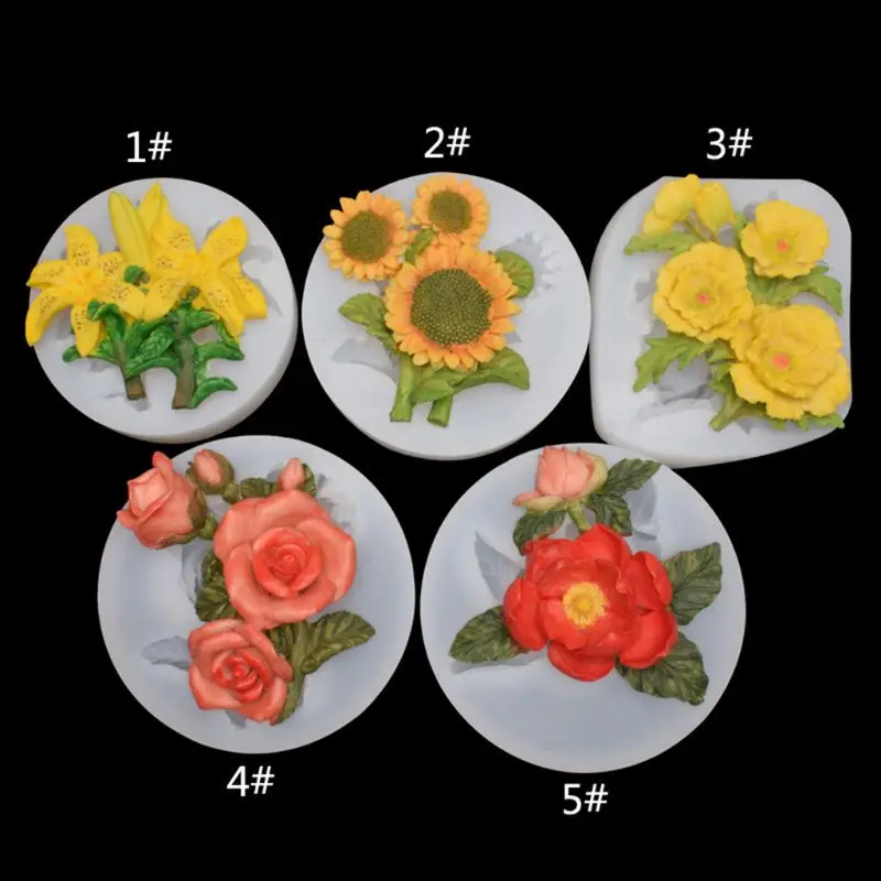 3D Роза цветок Подсолнух силиконовые формы для торта помадка шоколад мастика