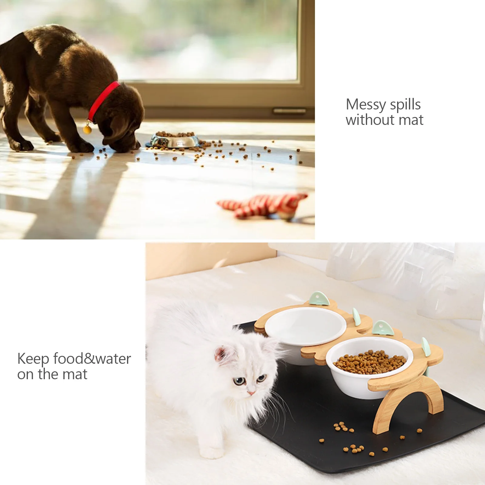 Водонепроницаемый коврик для домашних питомцев однотонный силиконовый миска