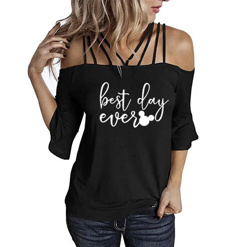

Женская хлопковая Футболка с принтом Best Day, Повседневная забавная футболка для молодых девушек