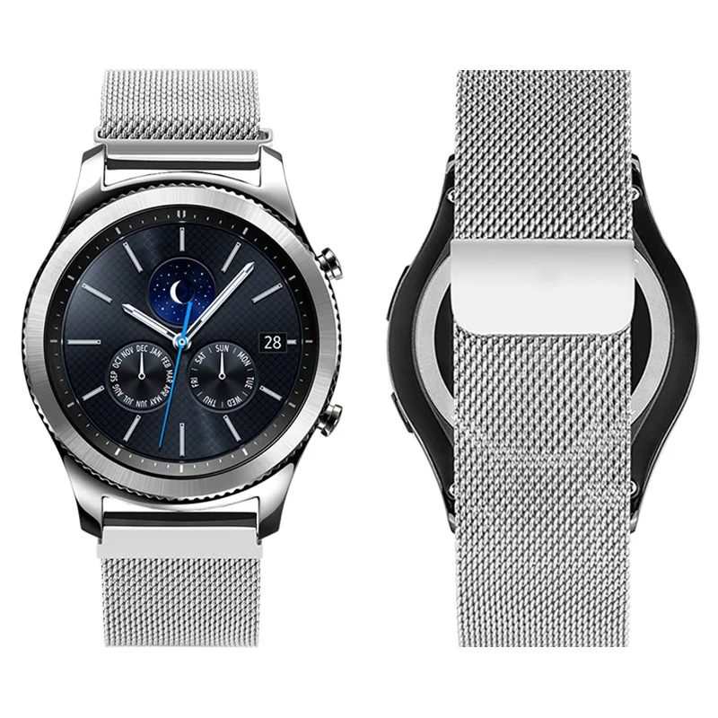 Silvery HOCO Миланская петля с магнитным замком для часов samsung gear S3 Classic/Frontier Galaxy Watch 46 мм, Смарт-часы, ремешок на запястье - Цвет ремешка: Silvery