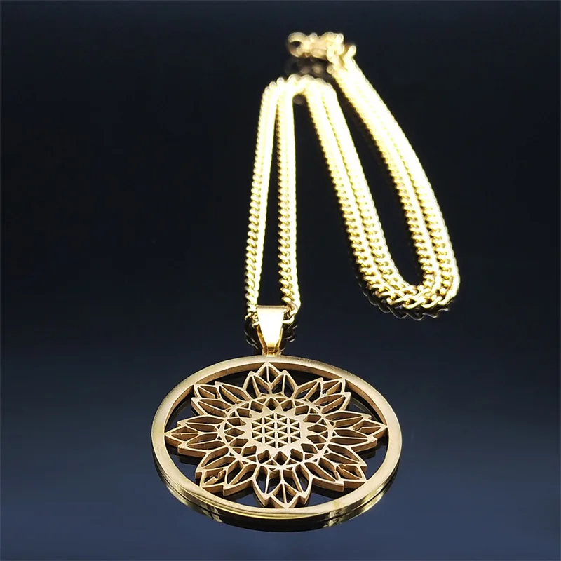 Женское Ожерелье с подсолнухом ожерелье из нержавеющей стали 2023 золотого цвета