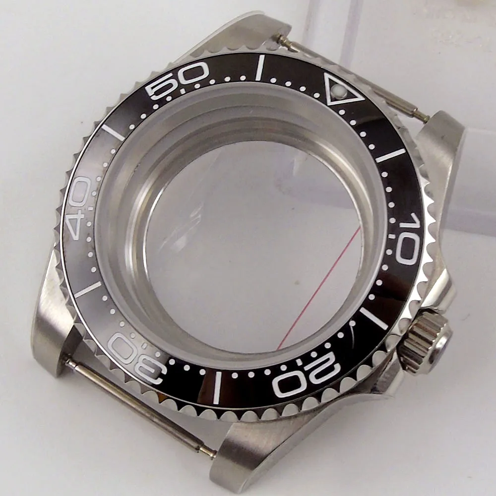 

High Quality Men Watch Case Fit NH35 NH35A NH36 Movement Ceramic Black Bezel Insert Seeing Glass Backcover Sapphire Crystal